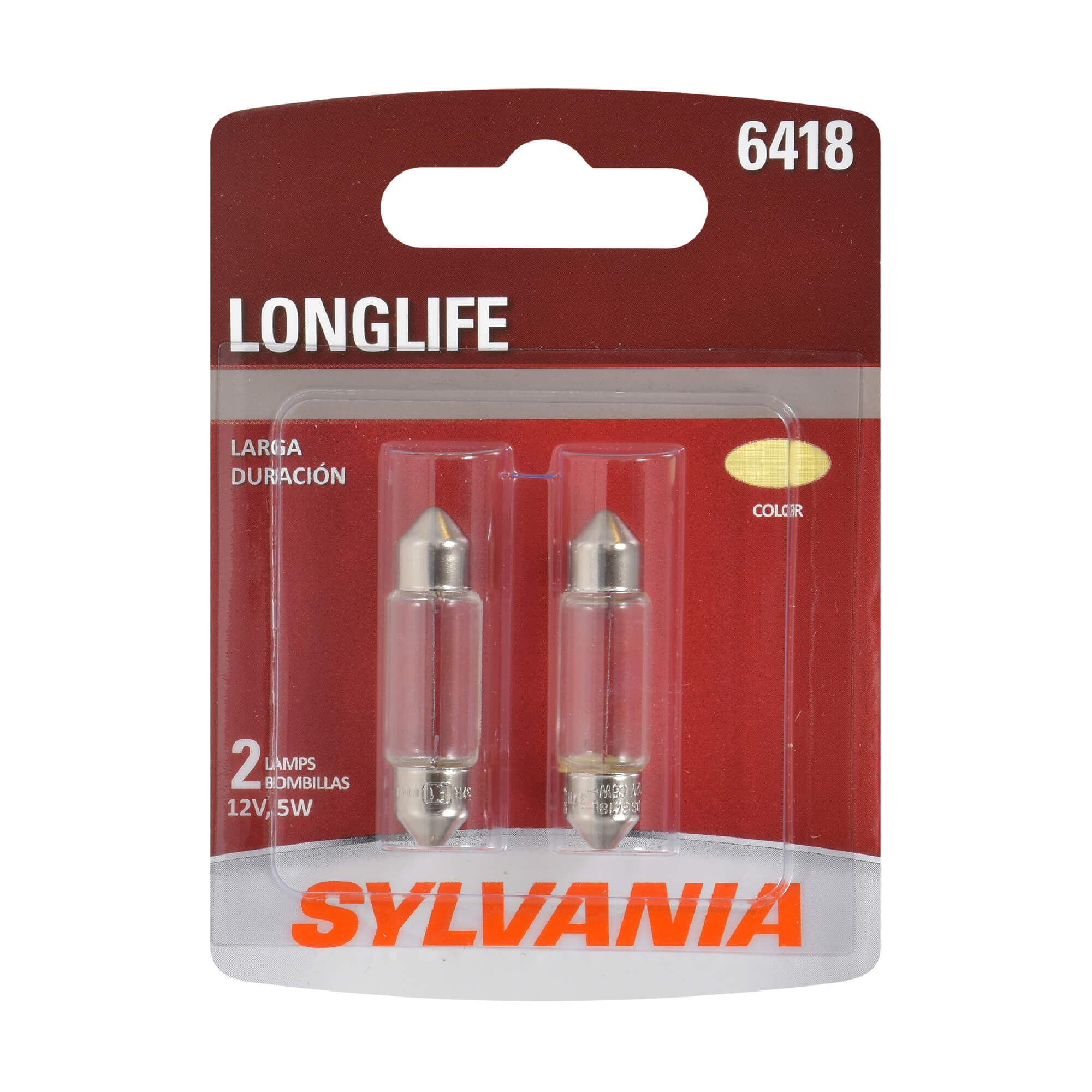 SYLVANIA 6418 Long Life Mini Bulb, 2 Pack